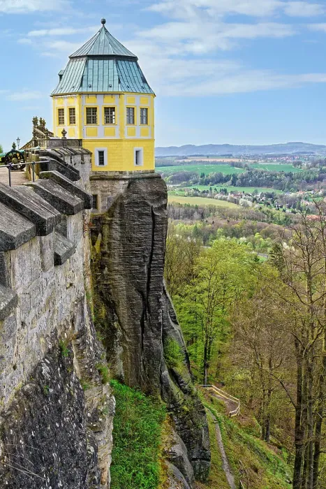 Framed Print : Konigstein fortress on top of the Elbe sandstone mountains, Friedrich castle observation tower, Konigstein, Saxony, Germany, Europe Framed Print : Konigstein fortress on top of the Elbe sandstone mountains, Friedrich castle observation tower, Konigstein, Saxony, Germany, Europe