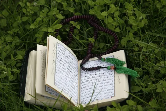 Framed Print : Koran and prayer beads, Chatillon-sur-Chalaronne, Ain, France, Europe