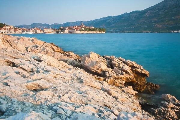 Korcula Island, Korcula Town at sunrise, Dalmatian Coast, Adriatic, Croatia, Europe