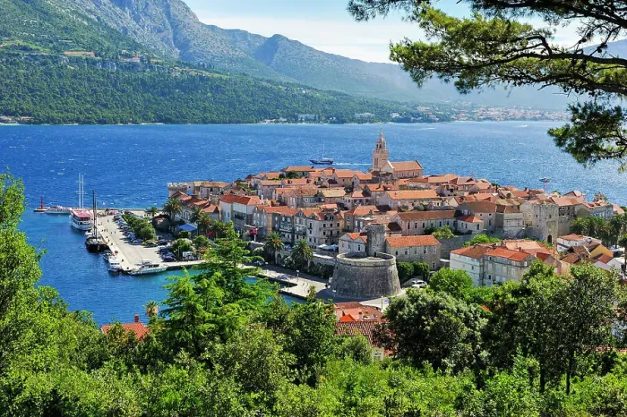 Framed Print : Korcula old town, Korcula island, Croatia, Southeast Europe