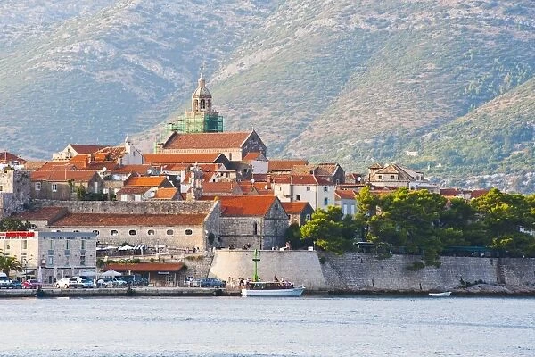 Korcula Town and St. Marks Cathedral, Korcula Island, Dalmatian Coast, Adriatic, Croatia, Europe