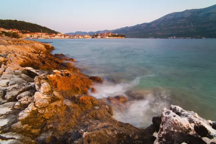 Framed Print : Korcula Town at sunrise, Korcula Island, Dalmatian Coast, Adriatic, Croatia, Europe Framed Print : Korcula Town at sunrise, Korcula Island, Dalmatian Coast, Adriatic, Croatia, Europe
