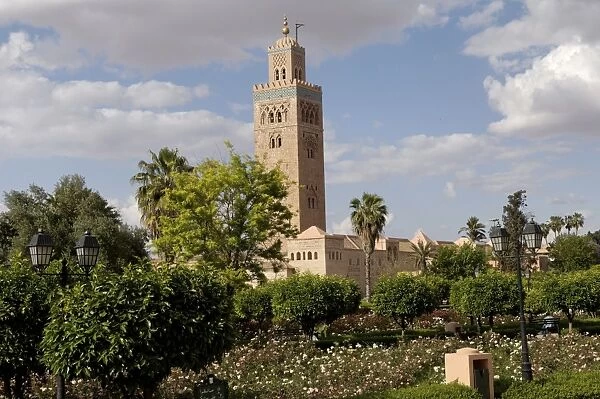 The Koutoubia minaret rises up from the heart of the