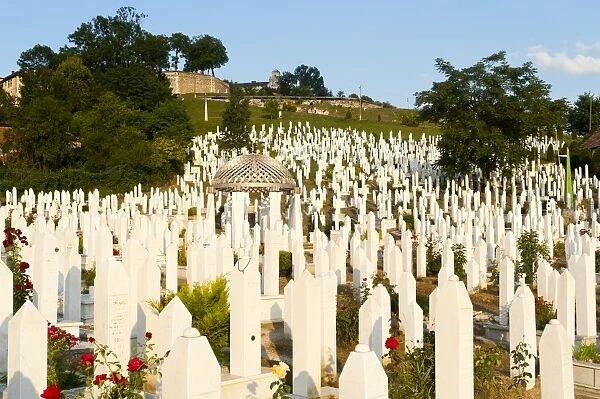 Kovaci War Cemetery with gravestone of first president of Bosnia and Herzegovina, Alija Izetbegovic, Sarajevo, Bosnia and Herzegovina, Europe