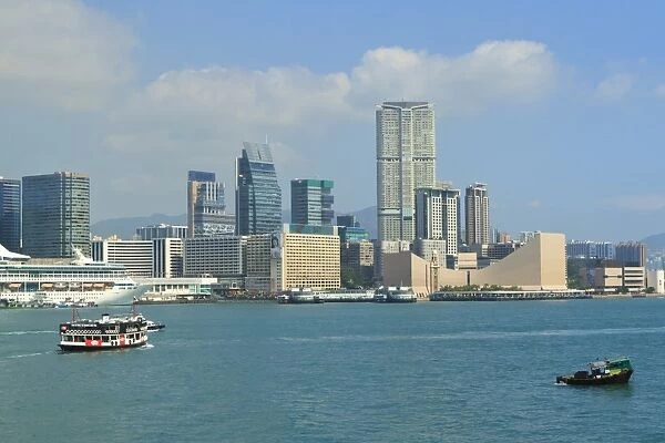 Kowloon skyline and Victoria Harbour, Hong Kong, China, Asia