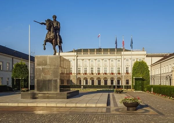 Krakowskie Przedmiescie Street, Presidential Palace and Prince Jozef Poniatowski Statue