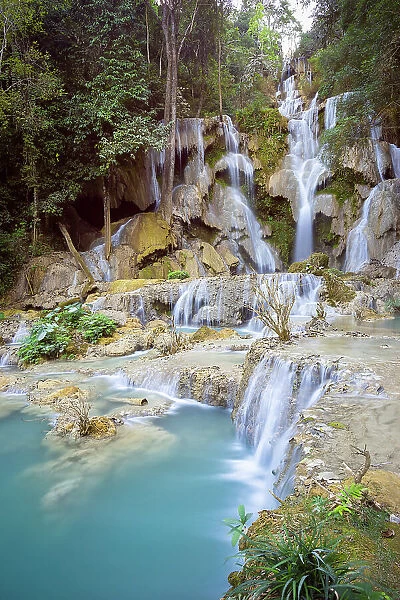 Kuang Si falls, Luang Prabang, Laos, Indochina, Southeast Asia, Asia