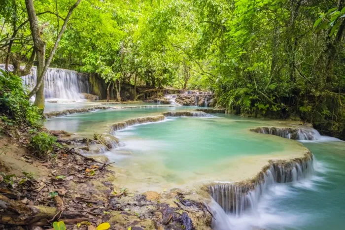 Framed Print : Kuang Si Falls (Tat Kuang Si) Waterfall, Louangphabang Province, Laos, Indochina Framed Print : Kuang Si Falls (Tat Kuang Si) Waterfall, Louangphabang Province, Laos, Indochina
