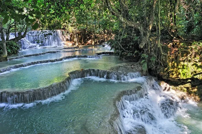Framed Print : Kuang Si waterfalls, Luang Prabang, Laos Framed Print : Kuang Si waterfalls, Luang Prabang, Laos