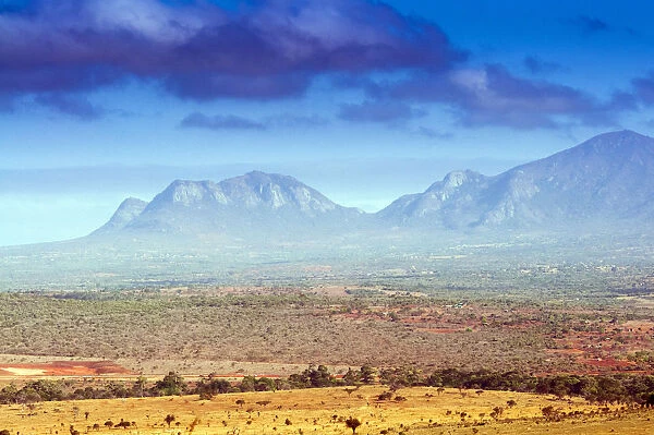 Kudu Point, Savannah and Taita Hills behind, Kenya, East Africa, Africa