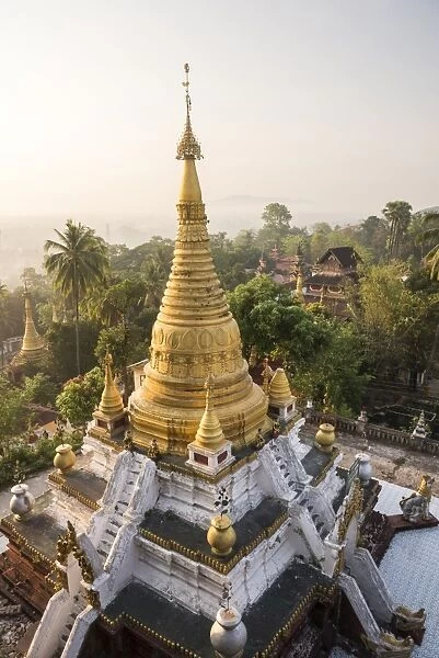 Kyaik Tan Lan Pagoda, the hill top temple in Mawlamyine, Mon State, Myanmar (Burma), Asia