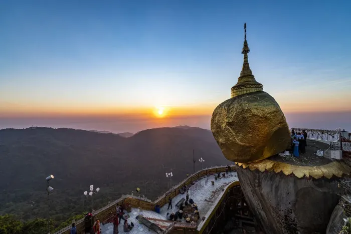 Framed Print : Kyaiktiyo Pagoda (Golden Rock) at sunset, Mon state, Myanmar (Burma), Asia
