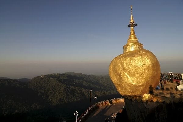 Kyaiktiyo Pagoda known as Golden Rock on top of Mount Kyaiktiyo, Myanmar, Asia