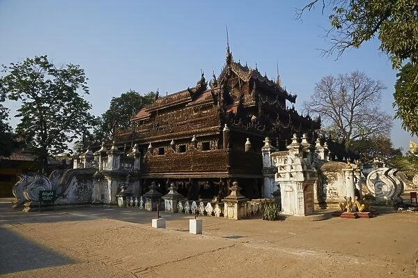 Kyaung Shwe In Bin teakwood temple and monastery, Mandalay, Myanmar (Burma), Asia