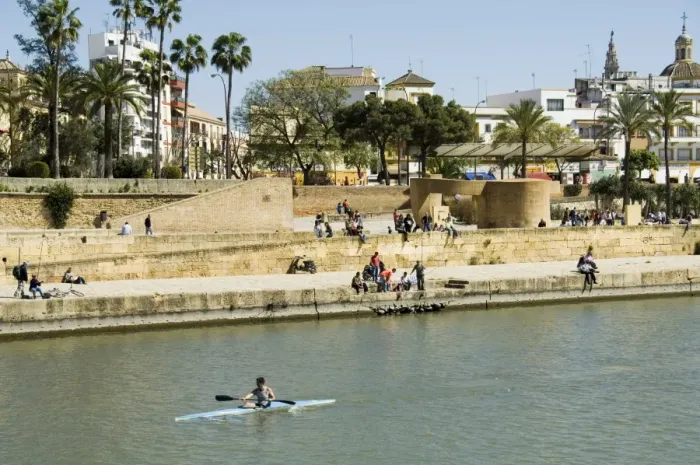 Framed Print : La Macarena district and the river Rio Guadalquivir Framed Print : La Macarena district and the river Rio Guadalquivir