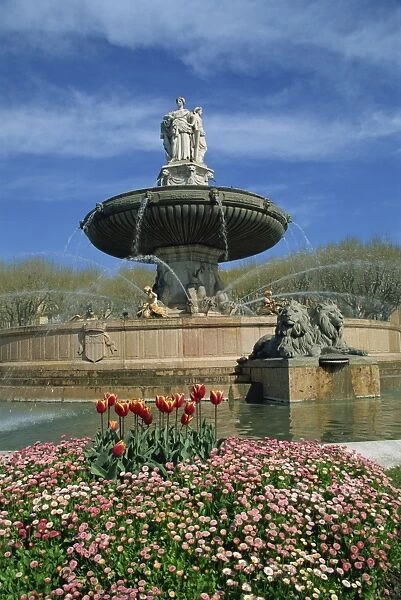 La Rotonde fountain in Aix en Provence, Provence, France, Europe