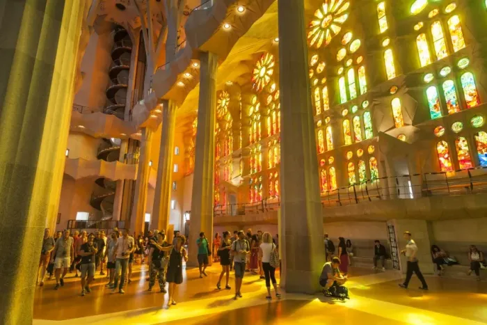 Framed Print : La Sagrada Familia church, basilica interior with stained glass windows by Antoni Gaudi Framed Print : La Sagrada Familia church, basilica interior with stained glass windows by Antoni Gaudi