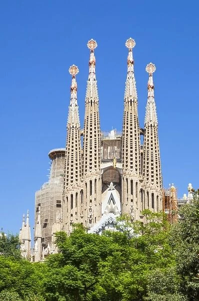 La Sagrada Familia church designed by Antoni Gaudi, back view, UNESCO World Heritage Site