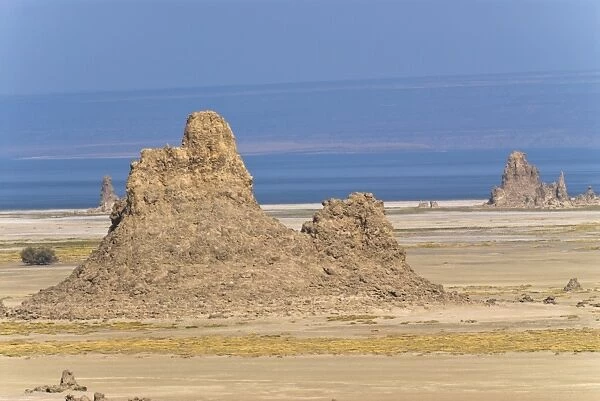 Lac Abbe (Lake Abhe Bad) with its chimneys, Republic of Djibouti, Africa
