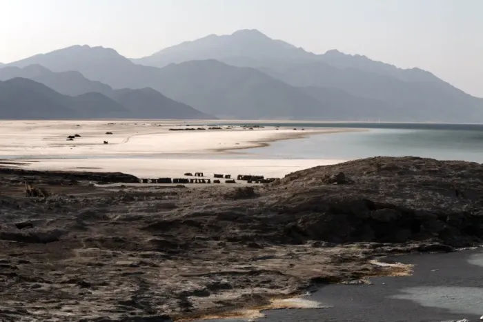 Framed Print : Lac Assal, the lowest point on the African continent and the most saline body of water on earth Framed Print : Lac Assal, the lowest point on the African continent and the most saline body of water on earth