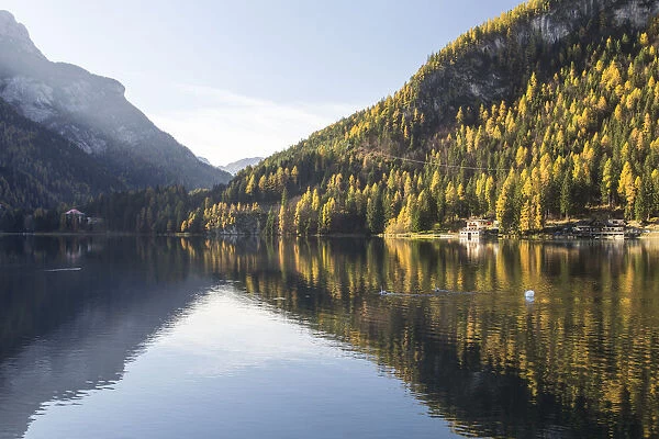 Lago di Alleghe in the Dolomites, Belluno, Veneto, Italy, Europe
