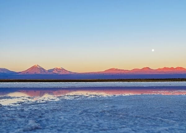 Laguna Baltinache at sunset, Salar de Atacama, Antofagasta Region, Chile, South America