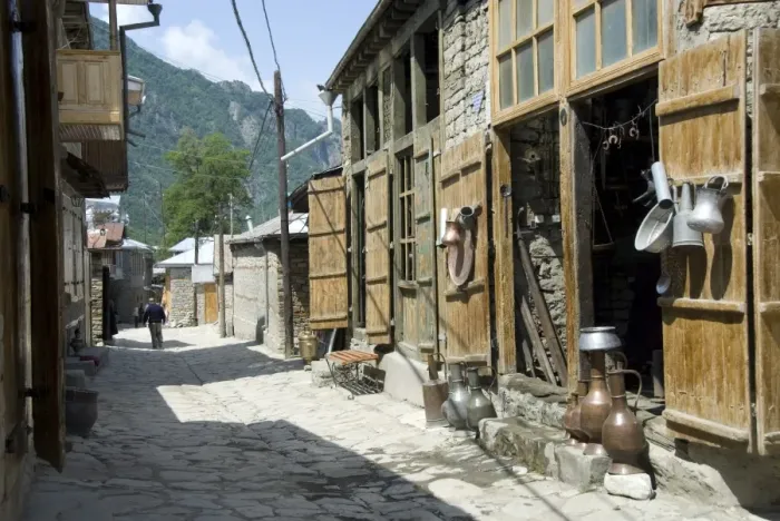 Framed Print : Lahic, traditional village in Greater Caucasus Mountains, near Shaki, Azerbaijan Framed Print : Lahic, traditional village in Greater Caucasus Mountains, near Shaki, Azerbaijan