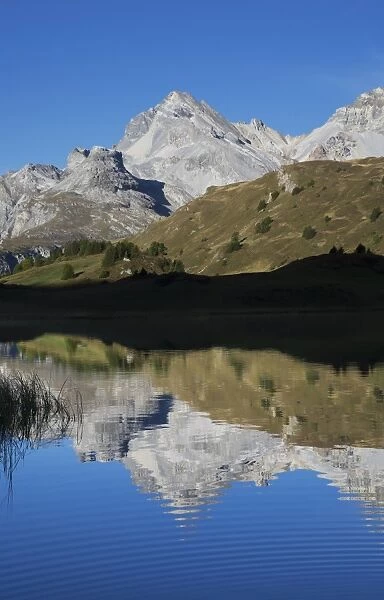 Lai Da Vons, small lake in the Alps, Graubunden, Swiss Alps, Switzerland, Europe