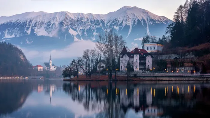 Framed Print : Lake Bled at sunrise, Bled, Slovenia, Europe Framed Print : Lake Bled at sunrise, Bled, Slovenia, Europe