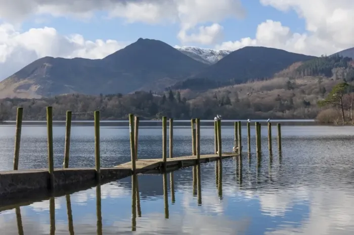 Framed Print : Lake Derwentwater, Barrow and Causey Pike, from the boat landings at Keswick, North Lakeland, Lake District National Park, Keswick, Cumbria, England, United Kingdom, Europe Framed Print : Lake Derwentwater, Barrow and Causey Pike, from the boat landings at Keswick, North Lakeland, Lake District National Park, Keswick, Cumbria, England, United Kingdom, Europe