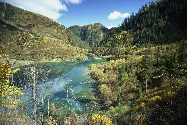 Lake and forests at Jiuzhaigou in Sichuan Province, China, Asia