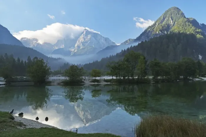 Framed Print : Lake Jasna and Julian Alps, Kranjska Gora, Slovenia, Europe Framed Print : Lake Jasna and Julian Alps, Kranjska Gora, Slovenia, Europe