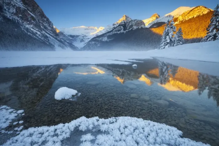 Framed Print : Lake Louise at Sunrise in Winter, Banff National Park, Alberta, Canada, North America Framed Print : Lake Louise at Sunrise in Winter, Banff National Park, Alberta, Canada, North America