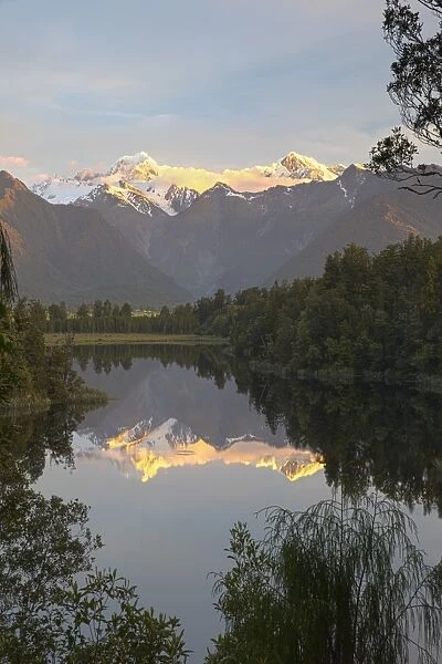 Lake Matheson with Mount Cook and Mount Tasman, West Coast, South Island, New Zealand, Pacific