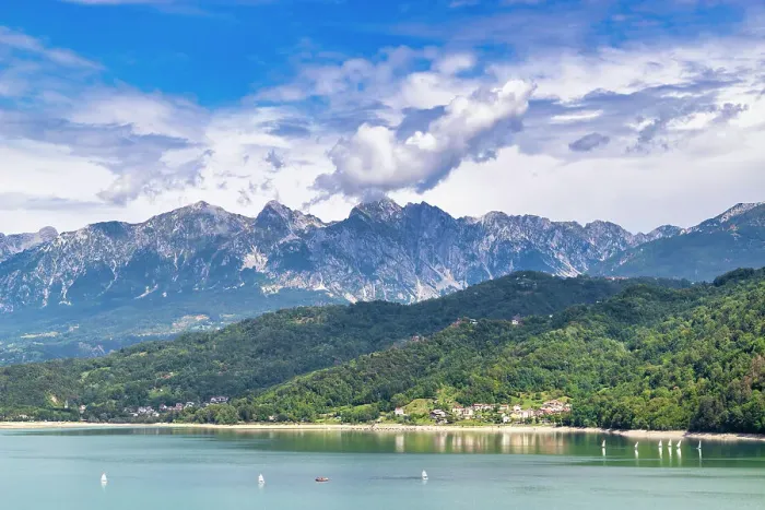 Framed Print : Lake Santa Croce, Alpago, Belluno, Dolomites, Veneto, Italy, Europe Framed Print : Lake Santa Croce, Alpago, Belluno, Dolomites, Veneto, Italy, Europe
