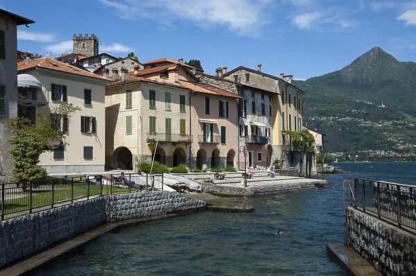 Lake side, by the harbour, Rezzonico, Lake Como, Italian Lakes, Lombardy, Italy, Europe