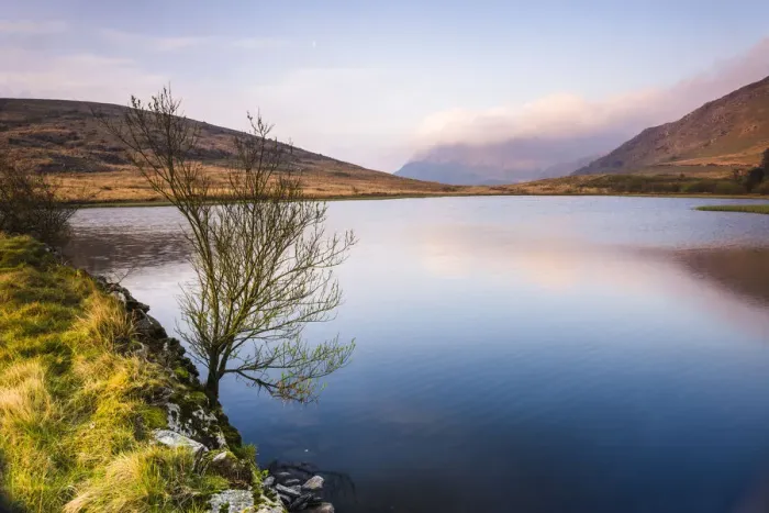 Framed Print : Lake at sunrise near the foot of Snowdon, Snowdonia National Park, North Wales, United Kingdom Framed Print : Lake at sunrise near the foot of Snowdon, Snowdonia National Park, North Wales, United Kingdom