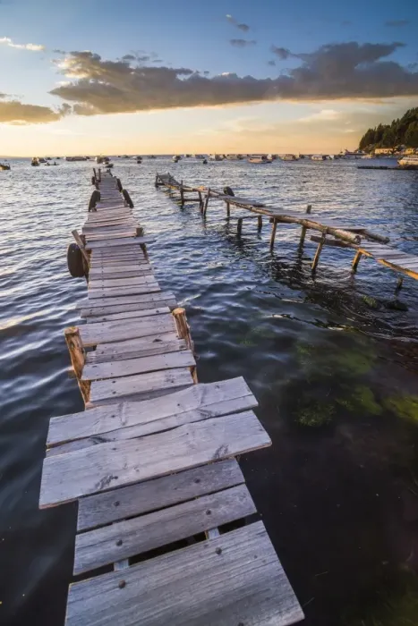Framed Print : Lake Titicaca pier at sunset, Copacabana, Bolivia, South America Framed Print : Lake Titicaca pier at sunset, Copacabana, Bolivia, South America