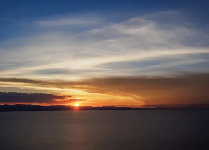 Framed Print : Lake Titicaca seen from the Mount Calvario in Copacabana, sunset, La Paz Department Framed Print : Lake Titicaca seen from the Mount Calvario in Copacabana, sunset, La Paz Department