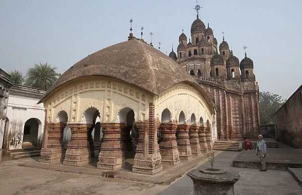 Lalji Mandir dating from 1739 with its 25 steeples, in terracotta temple complex, Kalna, West Bengal, India, Asia