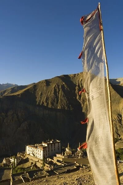 Lamayuru gompa (monastery) and prayer flag