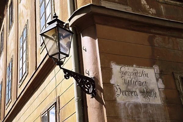 Lamp on street corner in the Upper Town, Zagreb, Croatia, Europe