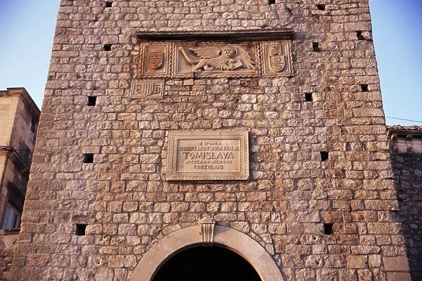 Land gate tower, Old Town, Korcula, Korcula Island, Croatia, Europe