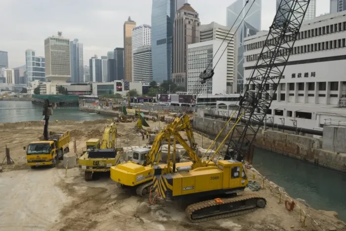 Framed Print : Land reclamation project under way in Central, Hong Kong Island, Hong Kong, China, Asia Framed Print : Land reclamation project under way in Central, Hong Kong Island, Hong Kong, China, Asia