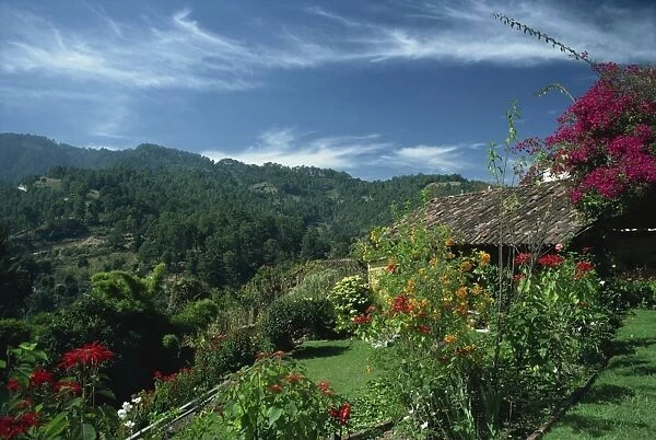 Landscape of hills at Chichicastenango in Guatemala