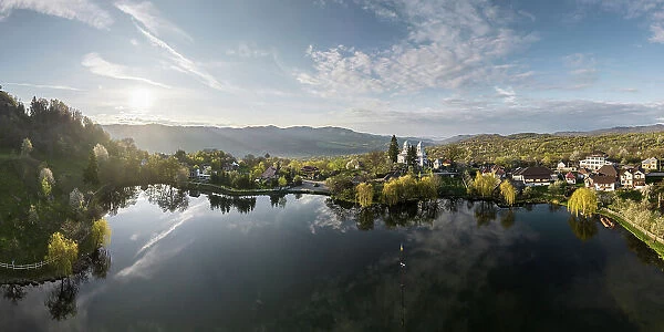 Landscape with reflections near Nucsoara, Arges County, Muntenia, Romania, Europe