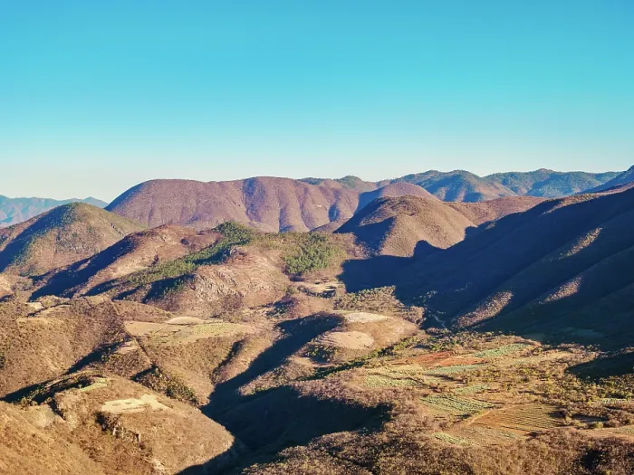 Framed Print : Landscape seen from Hierve el Agua, San Lorenzo Albarradas, Oaxaca State, Mexico