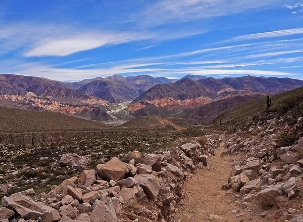 Landscape of surrounding mountains, Tilcara, Jujuy Province, Argentina, South America