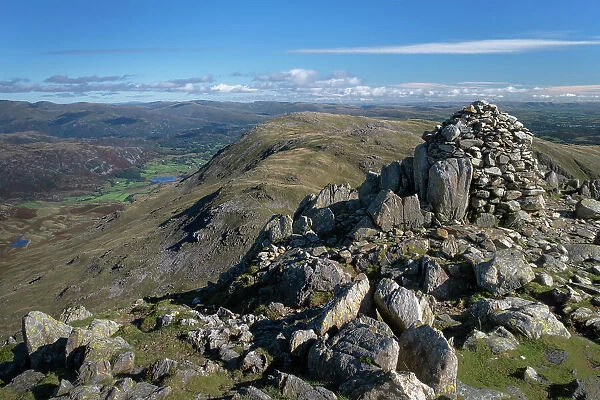 The Langdale Valley and Wetherlam from Swirl How, Coniston Fells, Lake District National Park, UNESCO World Heritage Site, Cumbria, England, United Kingdom, Europe