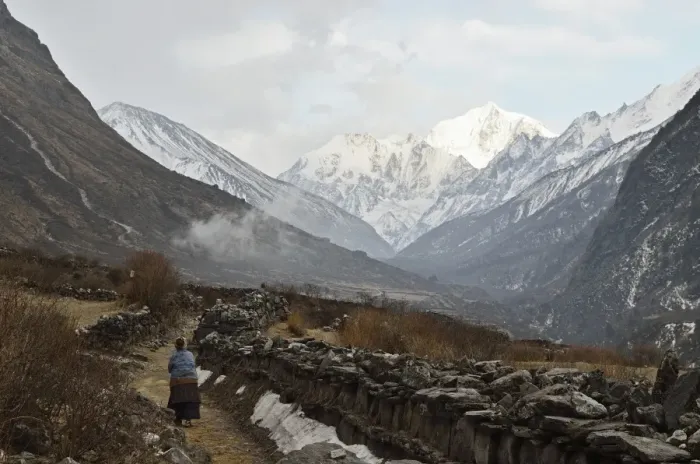 Framed Print : Langtang Valley and Pangen Dopku mountain, Langtang National Park, Bagmati, Central Region (Madhyamanchal), Nepal, Himalayas, Asia